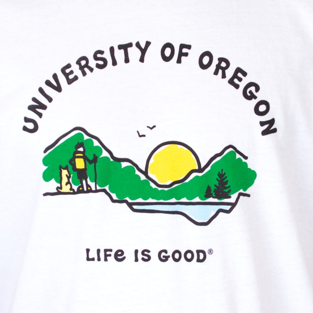 Ducks Spirit, Blue 84, White, Crew Neck, Cotton, Men, Unisex, Overdyed, Life is Good, Jake, Looking at Scenic View, T-Shirt, 934831
